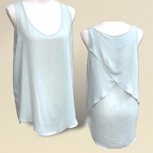 Banana Republic Layer Back Blousy Tank Dusty Teal Mint Green Lightweight Tiers